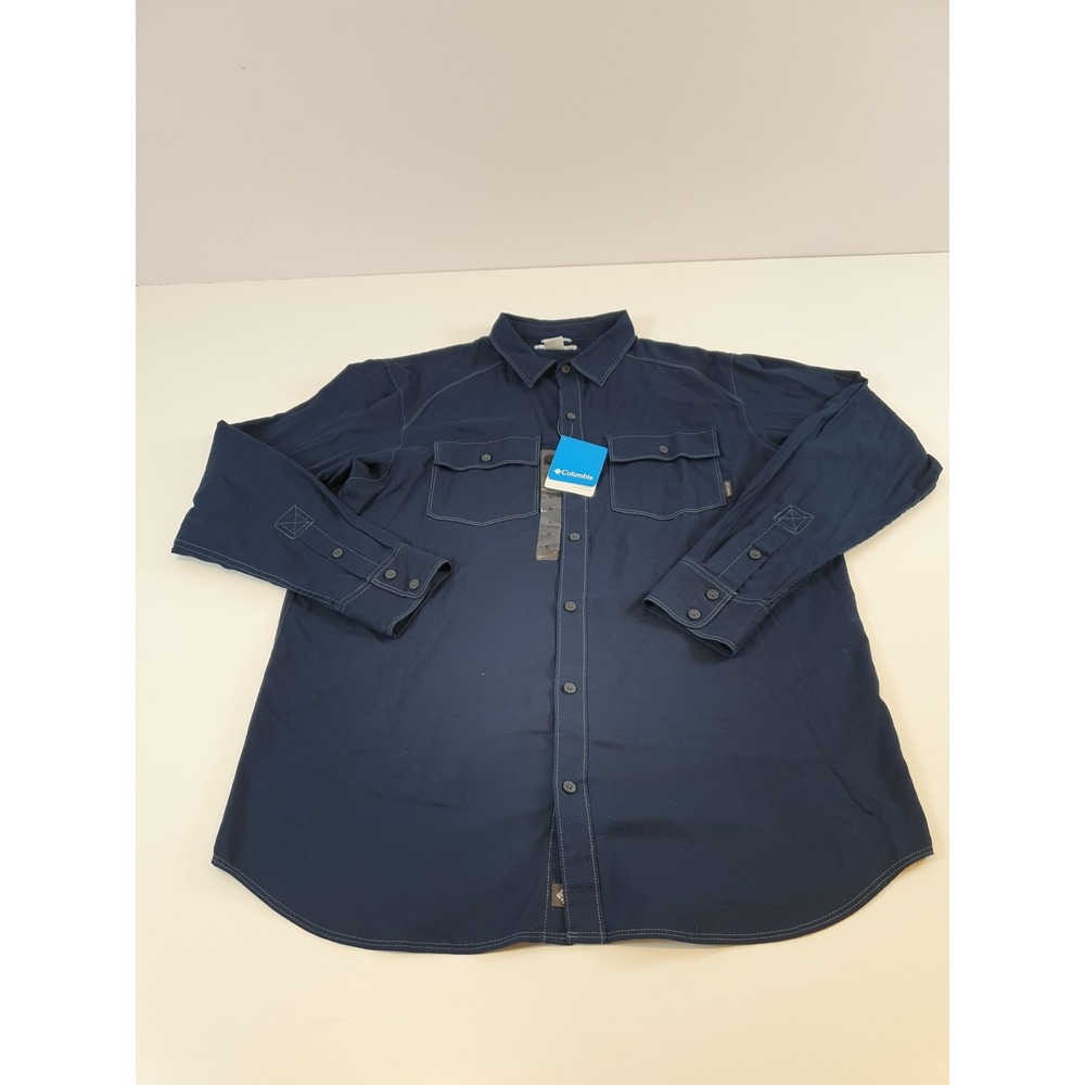 Columbia Summit Watch LS Solid Shirt Mens XL Navy Long Sleeve Button Down AM1067